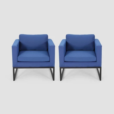 Walden 2PK Aluminum Upholstered Club Chair Navy Blue - Christopher Knight Home 1 Walden 2PK Aluminum Upholstered Club Chair Navy Blue - Christopher Knight Home
