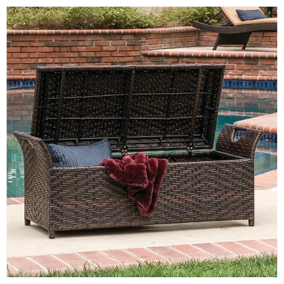 Wing Wicker Patio Storage Bench - Multi Brown - Christopher Knight Home 1 Wing Wicker Patio Storage Bench - Multi Brown - Christopher Knight Home