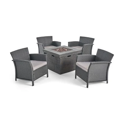 Christopher Knight Home Raina Outdoor Wicker 5 Piece Club Chair And Fire Pit Set With Cushion 11 Christopher Knight Home Raina Outdoor Wicker 5 Piece Club Chair And Fire Pit Set With Cushion - Image 11