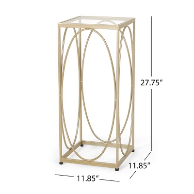 Bennion Modern Glam Glass Top End Table Champagne Gold/Black - Christopher Knight Home 5 Bennion Modern Glam Glass Top End Table Champagne Gold/Black - Christopher Knight Home - Image 5