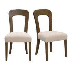 Set Of 2 Elegant Wooden Dining Chairs With Chenille Upholstered Seat, Solid Rubberwood Frame - Christopher Knight Home -FurniVerse Store GUEST 95009c89 bfbf 4ebd 937f db2bcc3e443b