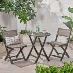 Foldable Design Patio Bistro Set 2 Piece Outdoor, Patio Table And Chairs Set, Christopher Knight Home Outdoor Furniture -FurniVerse Store GUEST 95cc3bc8 d6fb 4bc9 9615 4bd4f6857db7