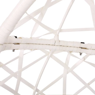 Los Alamitos Indoor/Outdoor Wicker Hanging Chair With 8' Chain - White/Blue - Christopher Knight Home 7 Los Alamitos Indoor/Outdoor Wicker Hanging Chair With 8' Chain - White/Blue - Christopher Knight Home - Image 7