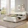 Christopher Knight Home Cletes Modern Wood And Metal Platform Bed With Upholstered Headboard