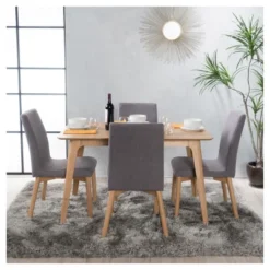 50" 5pc Orrin Dining Set Natural Oak/Dark Gray - Christopher Knight Home