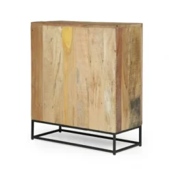 Orem Handcrafted Boho Wooden 2 Door Cabinet Natural/Black - Christopher Knight Home: Artisan Storage, Iron Frame -FurniVerse Store GUEST 99d52777 96db 4f62 a90b 8c462e20ac2c