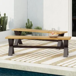 Christopher Knight Home Sanibel Outdoor Acacia Wood And Iron Dining Bench