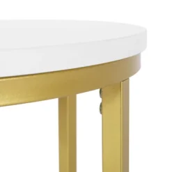 Ingersol Modern Glam C Shaped End Table White/Gold - Christopher Knight Home -FurniVerse Store GUEST 9a733954 46b9 4ec2 ac38 ba587b85caf4