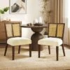 Christopher Knight Home Hassan Rubberwood Upholstered Dining Chairs With Cane Webbing(Set Of 2)