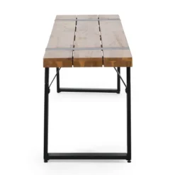 Varva Outdoor Acacia Wood Dining Bench Teak/Black - Christopher Knight Home 8 Varva Outdoor Acacia Wood Dining Bench Teak/Black - Christopher Knight Home -FurniVerse Store GUEST 9b636ba5 89ff 4e86 a3b8 a146b13ad3b7