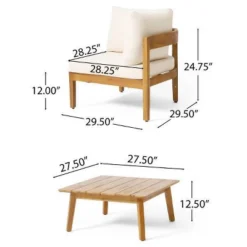 Christopher Knight Home 4pc Brooklyn Teak Outdoor Sectional Chat Set With Cushions Beige 34 Christopher Knight Home 4pc Brooklyn Teak Outdoor Sectional Chat Set With Cushions Beige -FurniVerse Store GUEST 9c139473 505d 4d05 ab37 cf52e17204fd