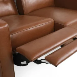 Christopher Knight Home Denison Faux Leather Tufted Loveseat Pushback Recliner Cognac Brown/Dark Espresso -FurniVerse Store GUEST 9c269002 1ba0 48a8 9204 9e6ce20e79f8