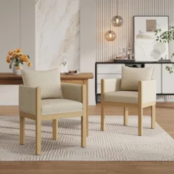 Christopher Knight Home Diana Modern Rubberwood Linen Upholstered Armchairs (Set Of 2) -FurniVerse Store GUEST 9c315728 bd05 4cd5 bb48 4055341348fd