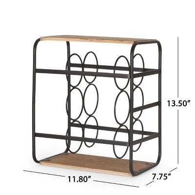 Rauser Modern Industrial 6 Bottle Tabletop Wine Rack Natural/Black - Christopher Knight Home 7 Rauser Modern Industrial 6 Bottle Tabletop Wine Rack Natural/Black - Christopher Knight Home - Image 7