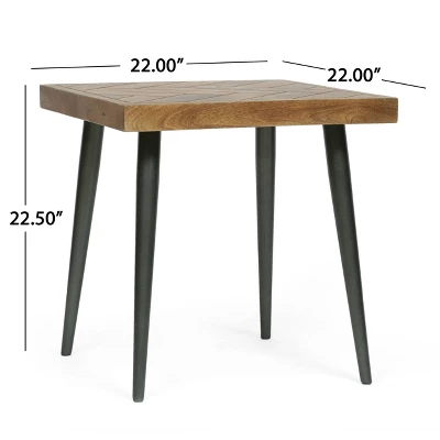 Villard Boho Handcrafted Mango Wood Parquet Side Table Natural Honey/Gray - Christopher Knight Home 6 Villard Boho Handcrafted Mango Wood Parquet Side Table Natural Honey/Gray - Christopher Knight Home - Image 6