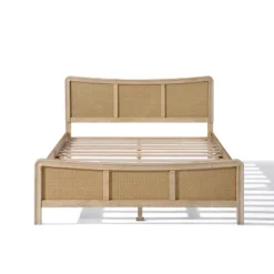 Christopher Knight Home Odila Boho Wood Platform Bed With Rattan Curved Adjustable Height Headboard -FurniVerse Store GUEST 9d4de151 915c 446e 8569 f2b7e0fda270