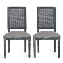 Christopher Knight Home Brownell French Country Fabric Upholstered Wood And Cane Dining Chairs (Set Of 2) -FurniVerse Store GUEST 9d8cd5cd 11fd 421a b216 a37d2c69f4fb