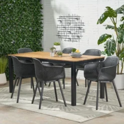 Christopher Knight Home Palmilla Outdoor Resin And Acacia Wood 7 Piece Dining Set, Black And Teak 19 Christopher Knight Home Palmilla Outdoor Resin And Acacia Wood 7 Piece Dining Set, Black And Teak -FurniVerse Store GUEST 9da017b4 3bff 4aa6 ac61 c19032e79759