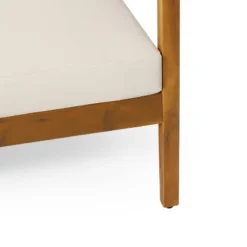 Brooklyn Outdoor Acacia Wood 3 Seat Sofa With Cushions Teak/Beige - Christopher Knight Home: Weather-Resistant Patio Furniture