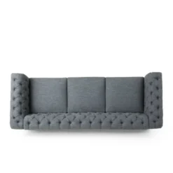 Saragus Chesterfield Tufted 3 Seater Sofa With Nailhead Trim Charcoal/Dark Brown - Christopher Knight Home -FurniVerse Store GUEST a5279e5f 9276 48db b447 304a039f9408