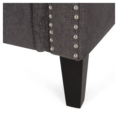 Burkehaven Contemporary Fabric 3 Seater Nailhead Trim Sofa Gray/Dark Brown - Christopher Knight Home 6 Burkehaven Contemporary Fabric 3 Seater Nailhead Trim Sofa Gray/Dark Brown - Christopher Knight Home - Image 6