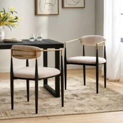 Christopher Knight Home Teuvo Modern Fabric Upholstered Iron Dining Chairs (Set Of 2) -FurniVerse Store GUEST a5812749 2165 46b9 9659 ad82420d7dd3