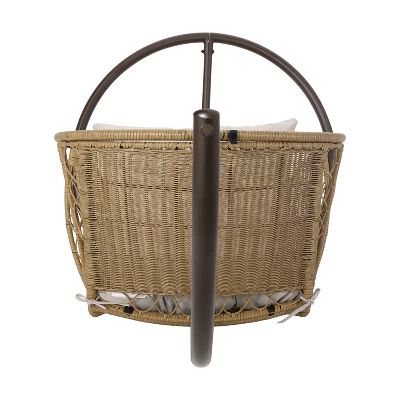 Malia Outdoor Wicker Hanging Chair With Stand Brown/Beige - Christopher Knight Home 2 Malia Outdoor Wicker Hanging Chair With Stand Brown/Beige - Christopher Knight Home - Image 2