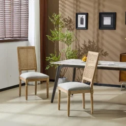 Christopher Knight Home Brownell French Country Fabric Upholstered Wood And Cane Dining Chairs (Set Of 2) -FurniVerse Store GUEST a597ff8c 1cf6 44d3 bf61 13e7bab160de