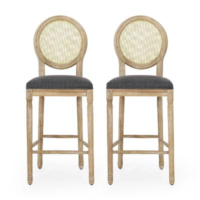 2pc Epworth French Country Wooden Barstools With Upholstered Seating - Christopher Knight Home 5 2pc Epworth French Country Wooden Barstools With Upholstered Seating - Christopher Knight Home - Image 5
