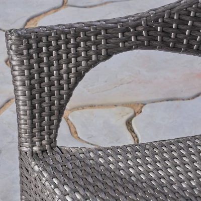 Bryant 3pc Acacia Wood & Wicker Bistro Set - Gray/Gray - Christopher Knight Home 6 Bryant 3pc Acacia Wood & Wicker Bistro Set - Gray/Gray - Christopher Knight Home - Image 6