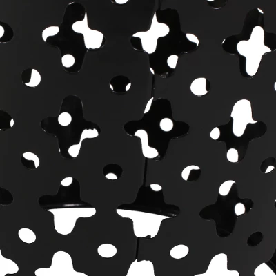 Modern Iron Patio Side Table With Cross-Cut Design, Powder-Coated Frame, Barrel Outdoor End Table, Patio End Tables -Christopher Knight Home 5 Modern Iron Patio Side Table With Cross-Cut Design, Powder-Coated Frame, Barrel Outdoor End Table, Patio End Tables -Christopher Knight Home - Image 5