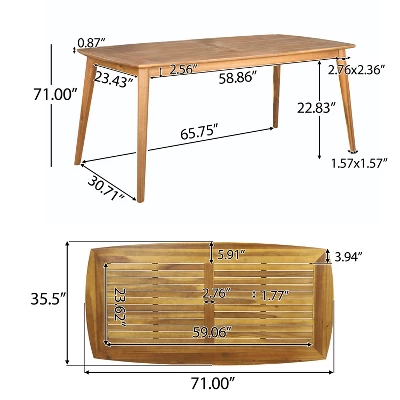 Christopher Knight Home Botsford Outdoor Acacia Wood And Wicker 7 Piece Dining Set, Teak/Mixed Mocha 2 Christopher Knight Home Botsford Outdoor Acacia Wood And Wicker 7 Piece Dining Set, Teak/Mixed Mocha - Image 2