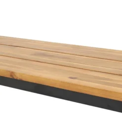 Lindsey Outdoor Modern Industrial Acacia Wood Bench Teak/Black - Christopher Knight Home -FurniVerse Store GUEST a6650a14 9323 49a8 9e1f f366534d1051