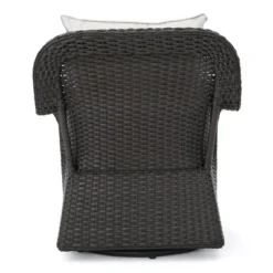 Amaya 5pc Outdoor 4 Wicker Swivel Chair & Fire Pit Set - Dark Brown/Beige/Matte Black - Christopher Knight Home -FurniVerse Store GUEST a6c700bb 68bf 4109 a05d e6dcd1cd63d0