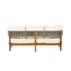 Christopher Knight Home Robin 76" Patio Rustic Rope Weave Acacia Wood 3-Seater Sofa With Cushions -FurniVerse Store GUEST a75a02d7 e24f 4548 ae50 11ad91301258