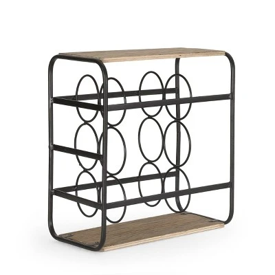 Rauser Modern Industrial 6 Bottle Tabletop Wine Rack Natural/Black - Christopher Knight Home 2 Rauser Modern Industrial 6 Bottle Tabletop Wine Rack Natural/Black - Christopher Knight Home - Image 2