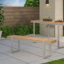 Cibola Outdoor Aluminum Dining Bench - Natural/Silver - Christopher Knight Home