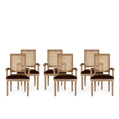 Set Of 6 Maria French Country Wood And Cane Upholstered Dining Chairs - Christopher Knight Home 17 Set Of 6 Maria French Country Wood And Cane Upholstered Dining Chairs - Christopher Knight Home - Image 17