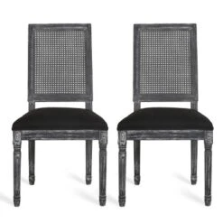 Set Of 2 Regina French Country Wood And Cane Upholstered Dining Chairs - Christopher Knight Home -FurniVerse Store GUEST aa9f6d45 9932 4cb1 856a 59d5549f95ee