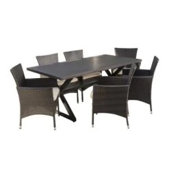 Christopher Knight Home Dion Outdoor Wicker And Aluminum 7 Piece Dining Set