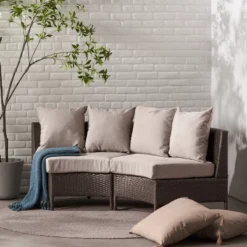 Christopher Knight Home Harper Outdoor Wicker Curved 76" W Loveseat Sectional With Cushions -FurniVerse Store GUEST ab0002d9 493c 42a5 9dac 754ed20d196d