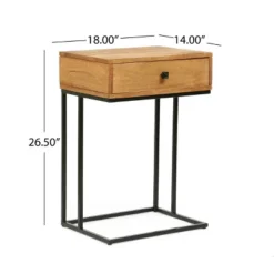 Gaudet Modern Industrial Handmade Mango Wood C Shaped Side Table With Drawer Natural/Black - Christopher Knight Home -FurniVerse Store GUEST ab466d8e 03a6 460b b7a9 960e64824133