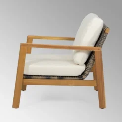 Nova 2pk Acacia Wood Club Chairs - Teak/Gray/Beige - Christopher Knight Home -FurniVerse Store GUEST ab943c29 41ce 477c a5a7 dfb2b109996c