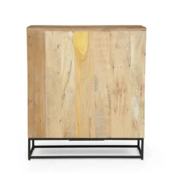 Orem Handcrafted Boho Wooden 2 Door Cabinet Natural/Black - Christopher Knight Home: Artisan Storage, Iron Frame -FurniVerse Store GUEST ad9005a6 d8a9 4f0c a27f 4f5eb86f8d81