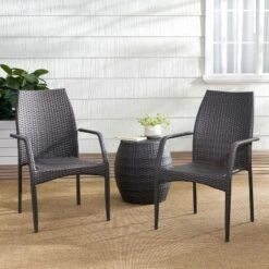 Christopher Knight Home Buchanan Outdoor Wicker 3 Piece Stacking Chair Chat Set, Multibrown -FurniVerse Store GUEST adbdc1ff e535 406f 8fd5 609d7a27928b