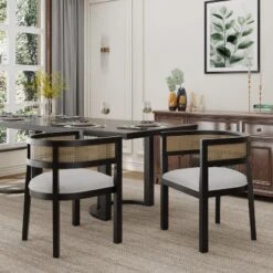 Christopher Knight Home Cinnabar 19.75" Seat Height Upholstered Rubberwood Tub Dining Chairs With Cane Back(Set Of 2) -FurniVerse Store GUEST af0e8dc7 a0a9 4df2 bea9 079310b44d11