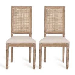 Christopher Knight Home Brownell French Country Fabric Upholstered Wood And Cane Dining Chairs (Set Of 2) -FurniVerse Store GUEST b1f922d8 f4fa 4c88 88e7 4e9c92f967f4
