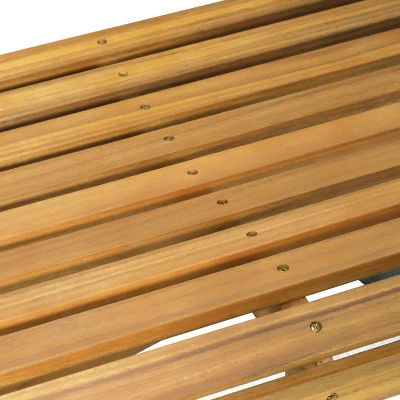 Alejandro Outdoor Acacia Wood Hanging Porch Swing Teak - Christopher Knight Home: 2-Person Garden Swing, Rustic Style 6 Alejandro Outdoor Acacia Wood Hanging Porch Swing Teak - Christopher Knight Home: 2-Person Garden Swing, Rustic Style - Image 6