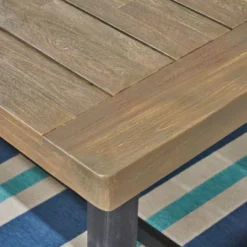 Baxley 6pc Acacia Dining Set With Bench - Sandblast Gray/Gray - Christopher Knight Home -FurniVerse Store GUEST b2ab2b0e 9007 4ee5 abcd e77d656aedff