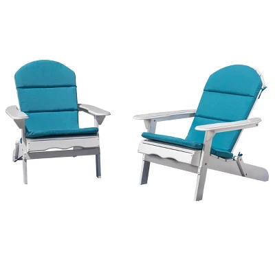 Malibu 2pk Acacia Adirondack Chairs - White/Teal - Christopher Knight Home 5 Malibu 2pk Acacia Adirondack Chairs - White/Teal - Christopher Knight Home - Image 5